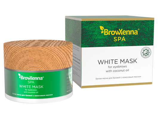 White mask with coconut oil for eyebrows, BrowXenna® SPA